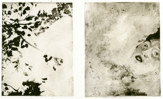 "The Art of Drowning" 20"x 14" Solar Plate/Monotype Diptych on Paper 2014